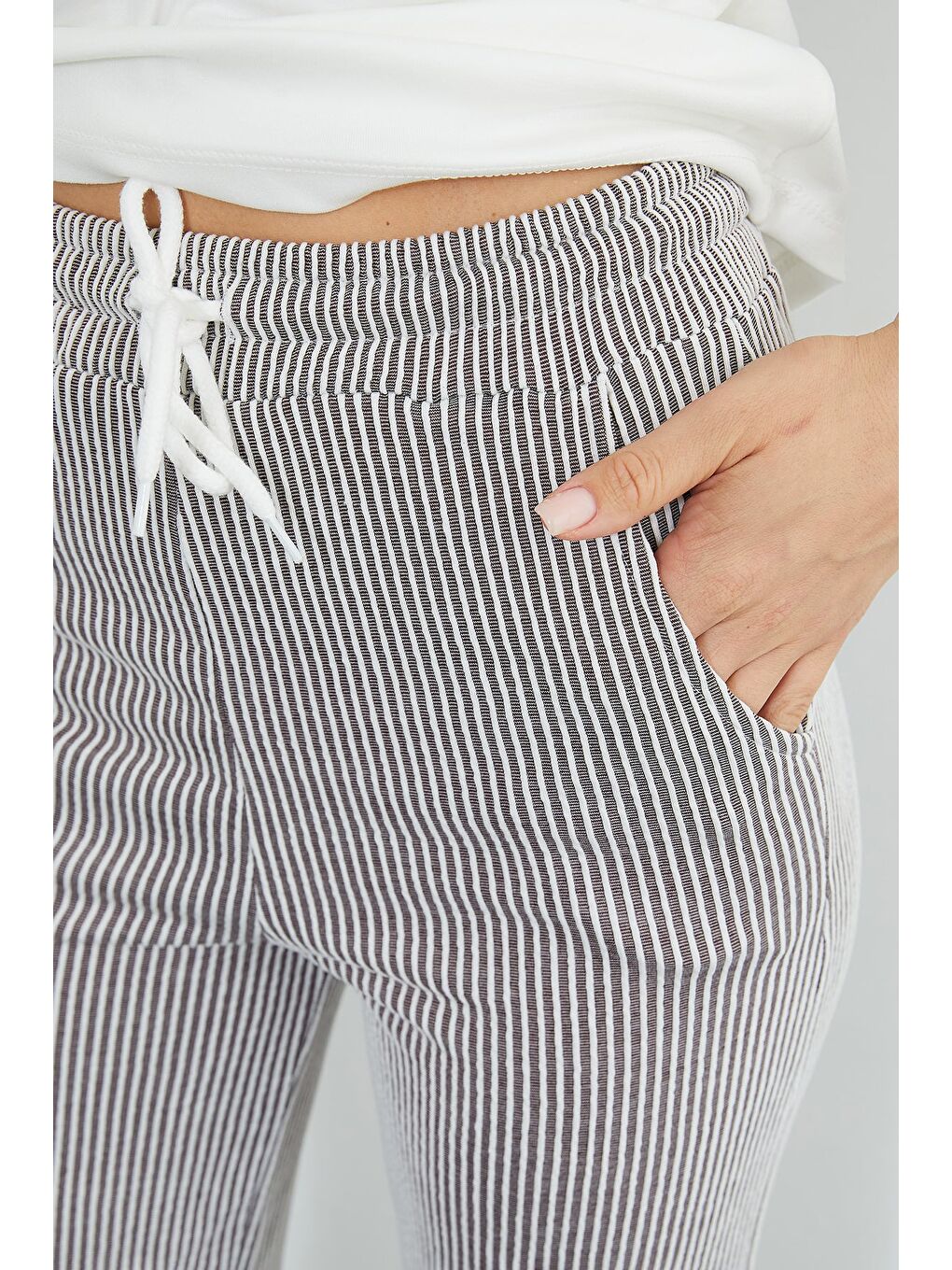 Kahverengi Çizgili Bisiklet Yaka Cepli 2 Li Takım-4