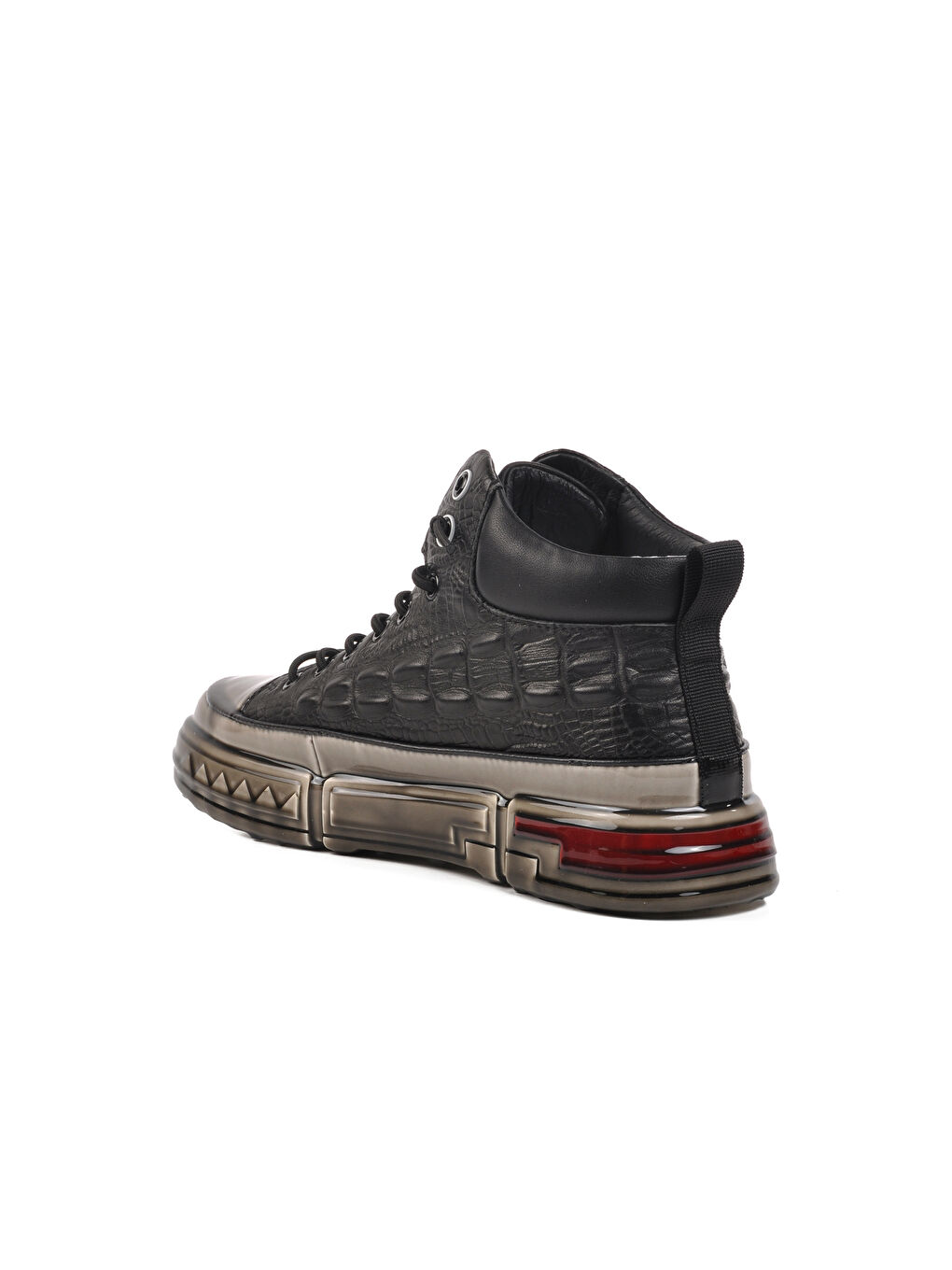 Siyah Hakiki Deri Bilek Boy Erkek Sneaker 24K510-4 M-3