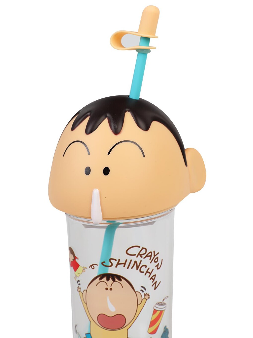 Turkuaz Crayon Shinchan Pipetli Matara 500 Ml - Mavi-3