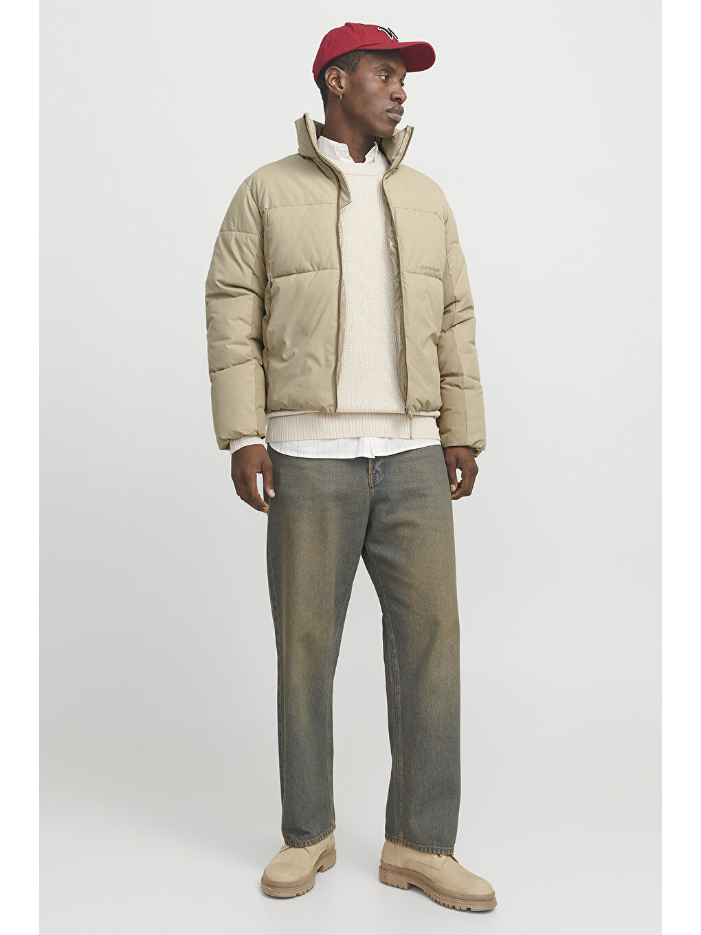 Bej Originals Jorvesterbro Dik Yaka Kapitoneli Şişme Mont 12267055-1