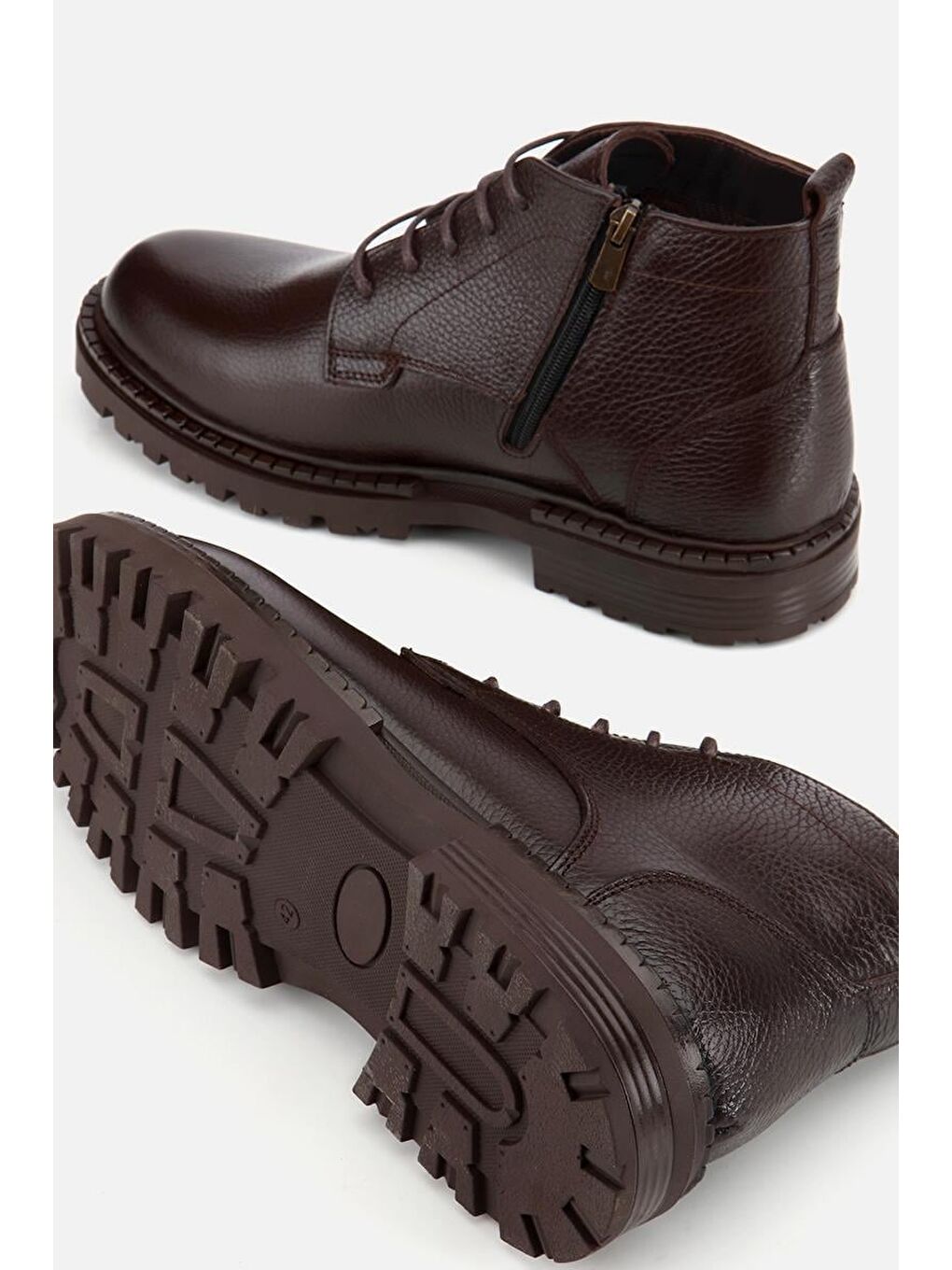 Erkek Deri Kahverengi Bağcıklıtermo Taban Casual Bot-5