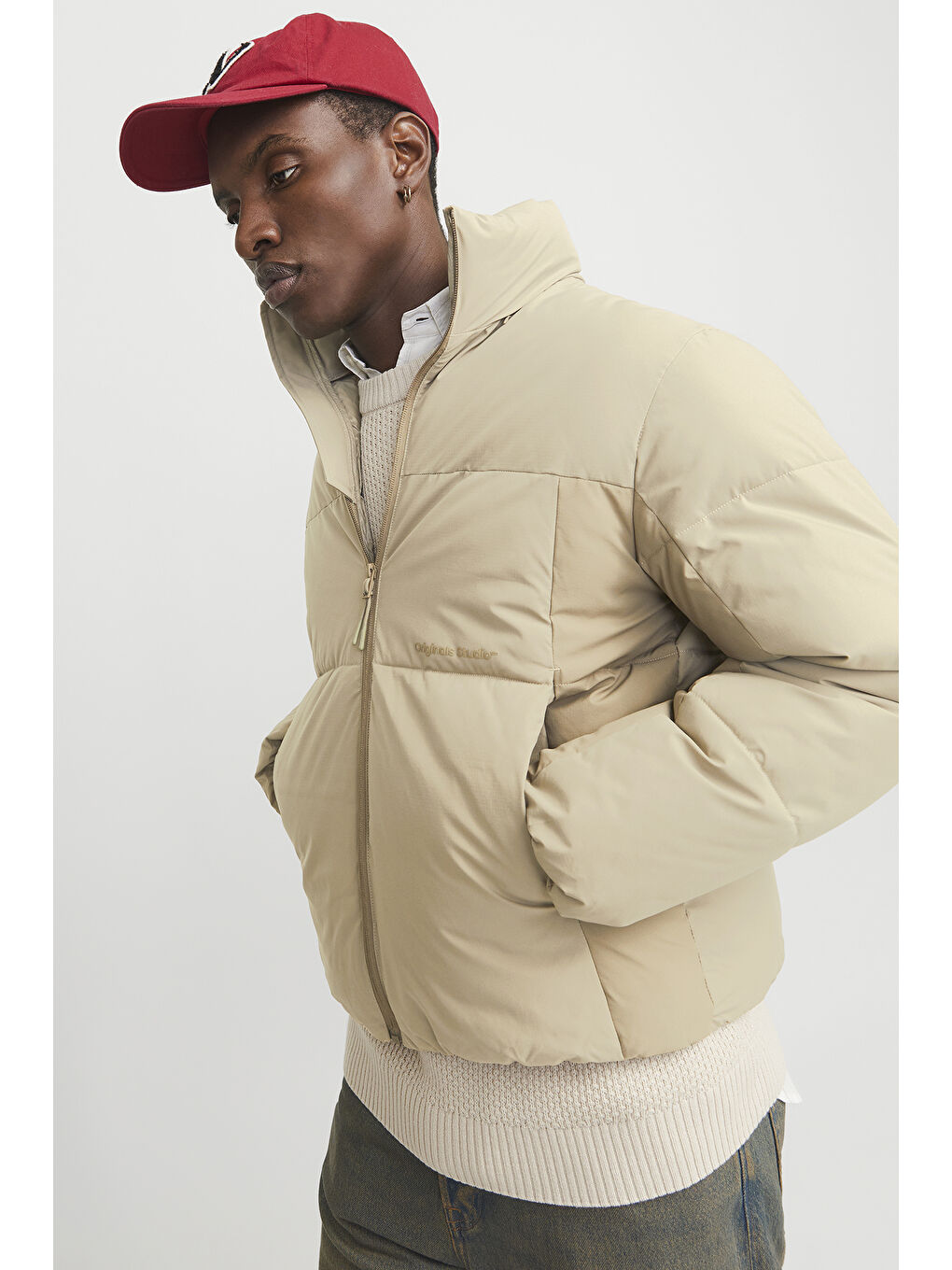 Bej Originals Jorvesterbro Dik Yaka Kapitoneli Şişme Mont 12267055-2