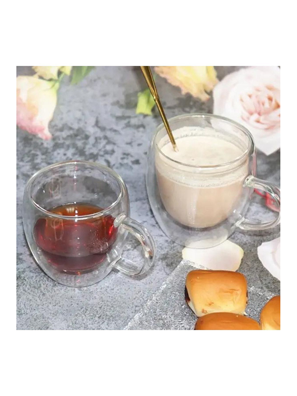 Renksiz Çift Cidarlı 250 ml Kulplu Cam Kupa 6 Adet-7