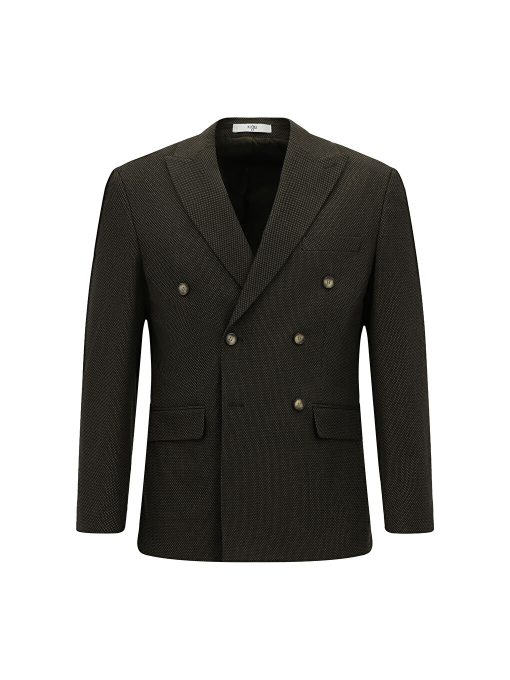 Kahverengi Regular Fit Desenli Elastanlı Kruvaze Ceket