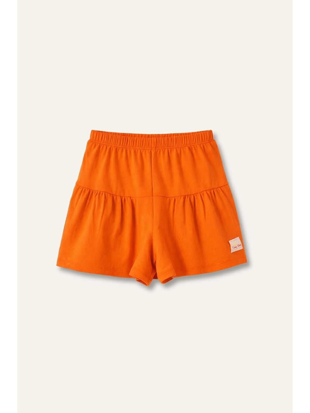 Kız Çocuk Fırfırlı Örme Şort - Turuncu-1