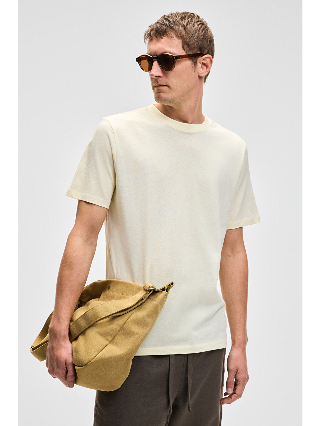 Sarı MOCASSIN Erkek %100 Pamuk Baskılı Relaxed Fit Yuvarlak Yaka Kısa Kollu SARI T-Shirt-2