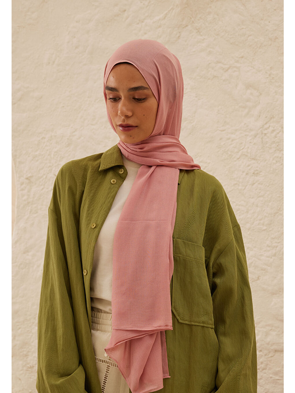 Pembe Rami Viskon Şal Gülpembe-2