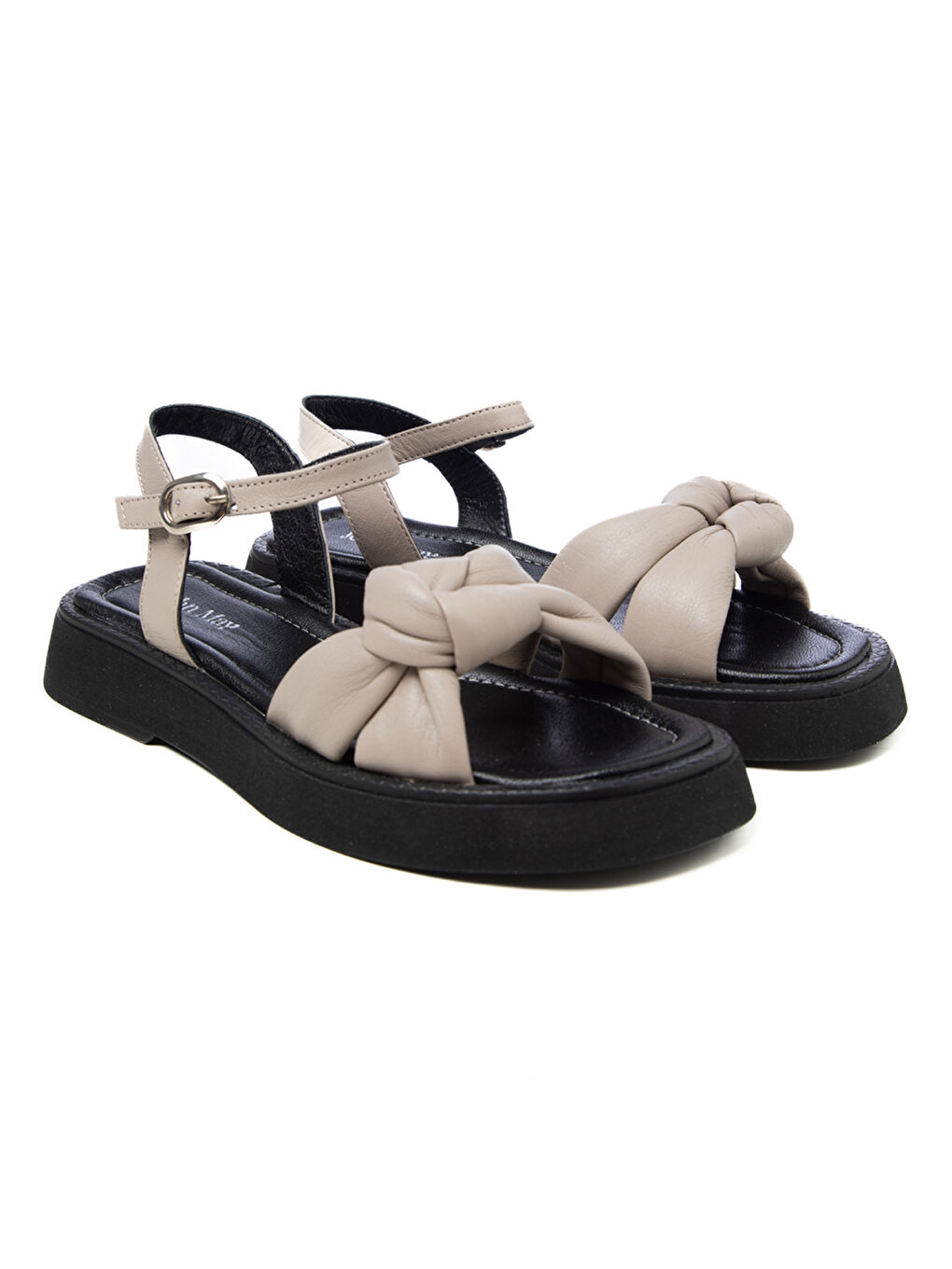 Bej Kadın Sandalet GTN-20762 Siyah Vizon-1