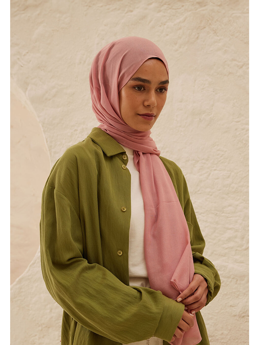 Pembe Rami Viskon Şal Gülpembe-3