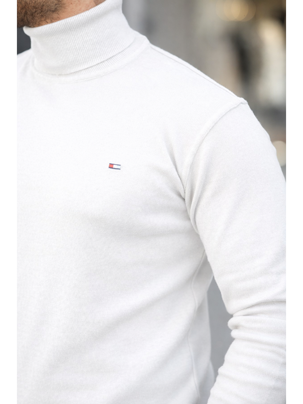 Erkek Günlük Balıkçı Yaka Boğazlı A.Beyaz Triko Kazak-2