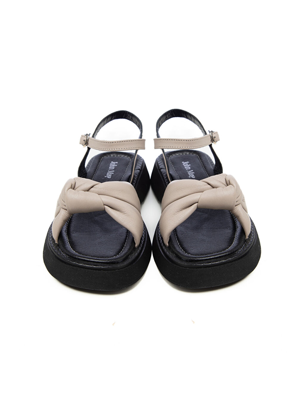 Bej Kadın Sandalet GTN-20762 Siyah Vizon-2