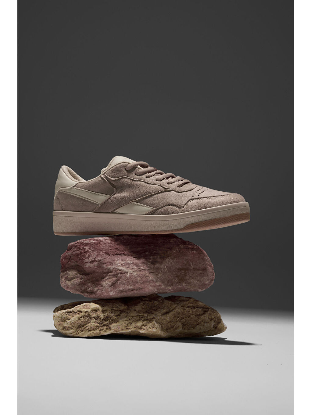 Unisex Bej Rahat Kalıp Termo Taban Bağcıklı Spor Ayakkabı