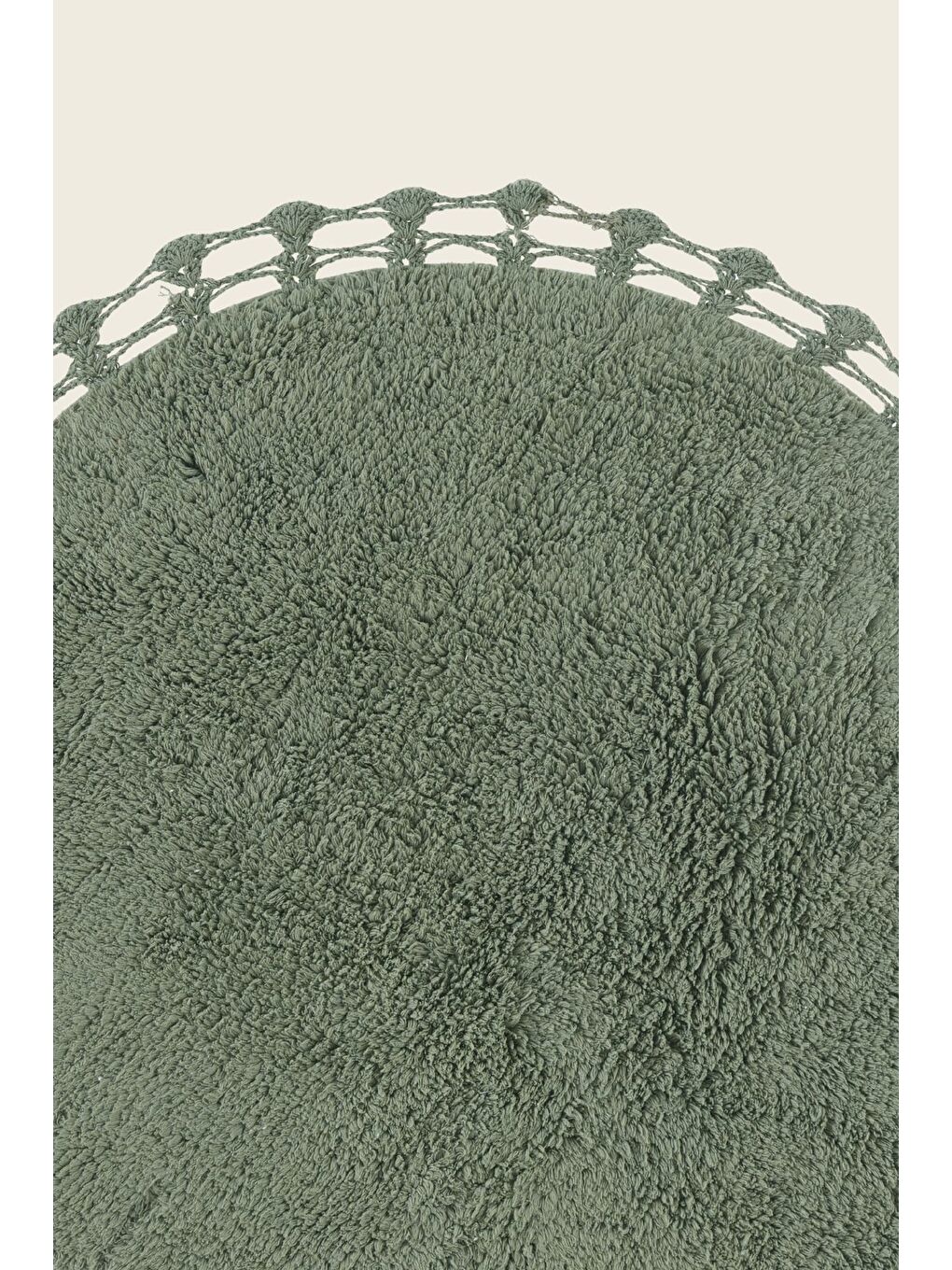 Yeşil Luna Yuvarlak Banyo Paspası  100 Pamuk 90x90 Haki-3