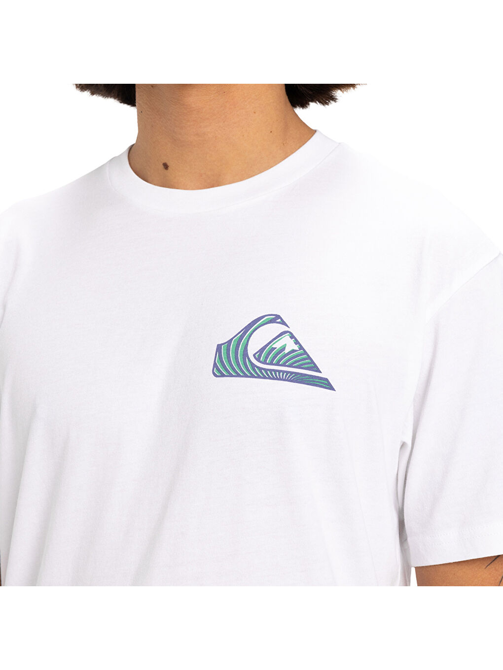 Window Pane Erkek Beyaz Yuvarlak Yaka Tişört-1