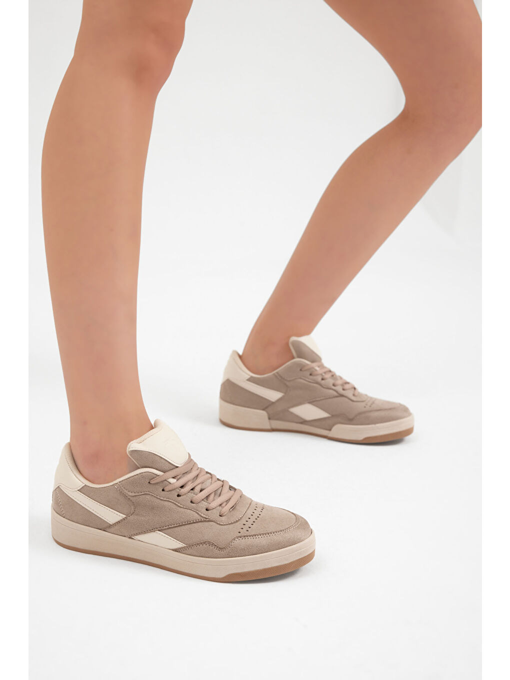 Unisex Bej Rahat Kalıp Termo Taban Bağcıklı Spor Ayakkabı-2