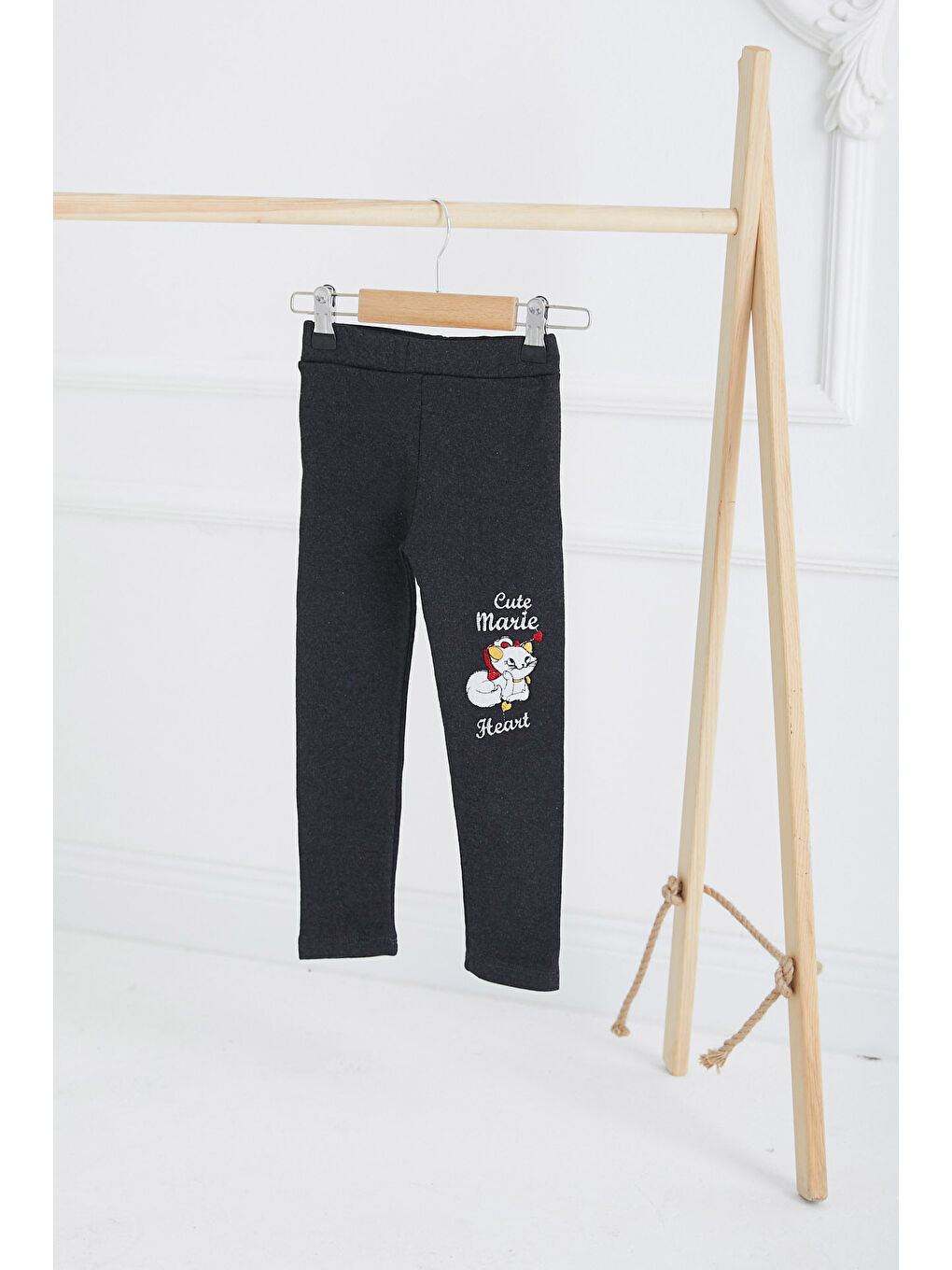 Kız Çocuk Antrasit Nakışlı Tayt - 26672
