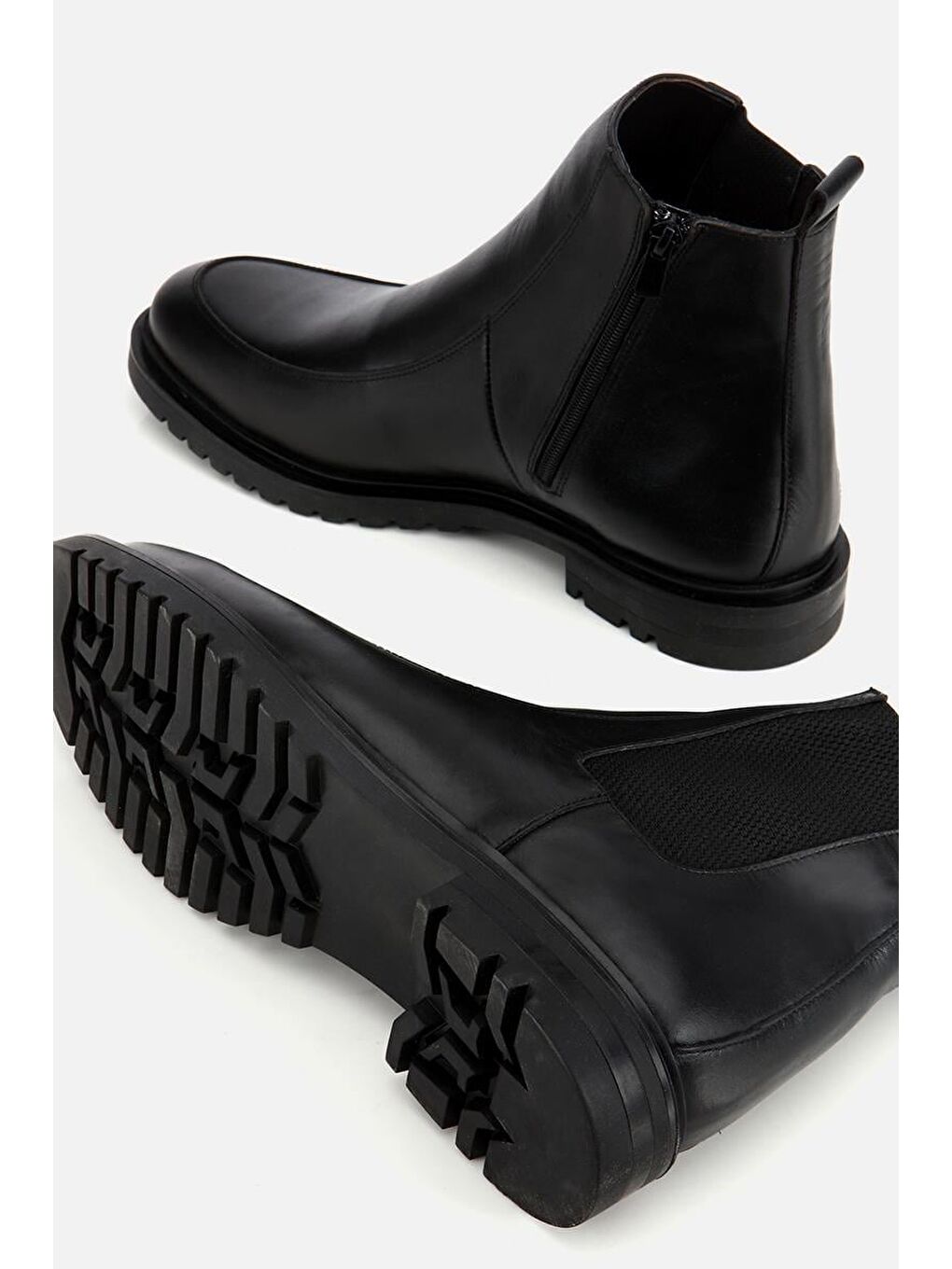 Erkek Deri Siyah Lastik Detaylı Chelsea Bot-5