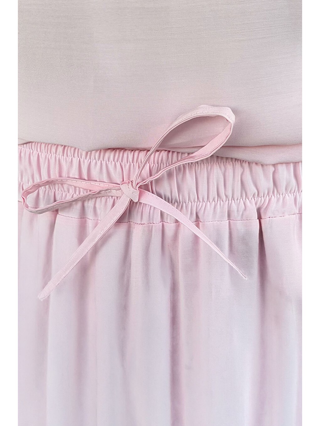 Pembe Kadın Lyocell Kumaş Bluz Bel Lastikli Pantolon İkili Takım-4