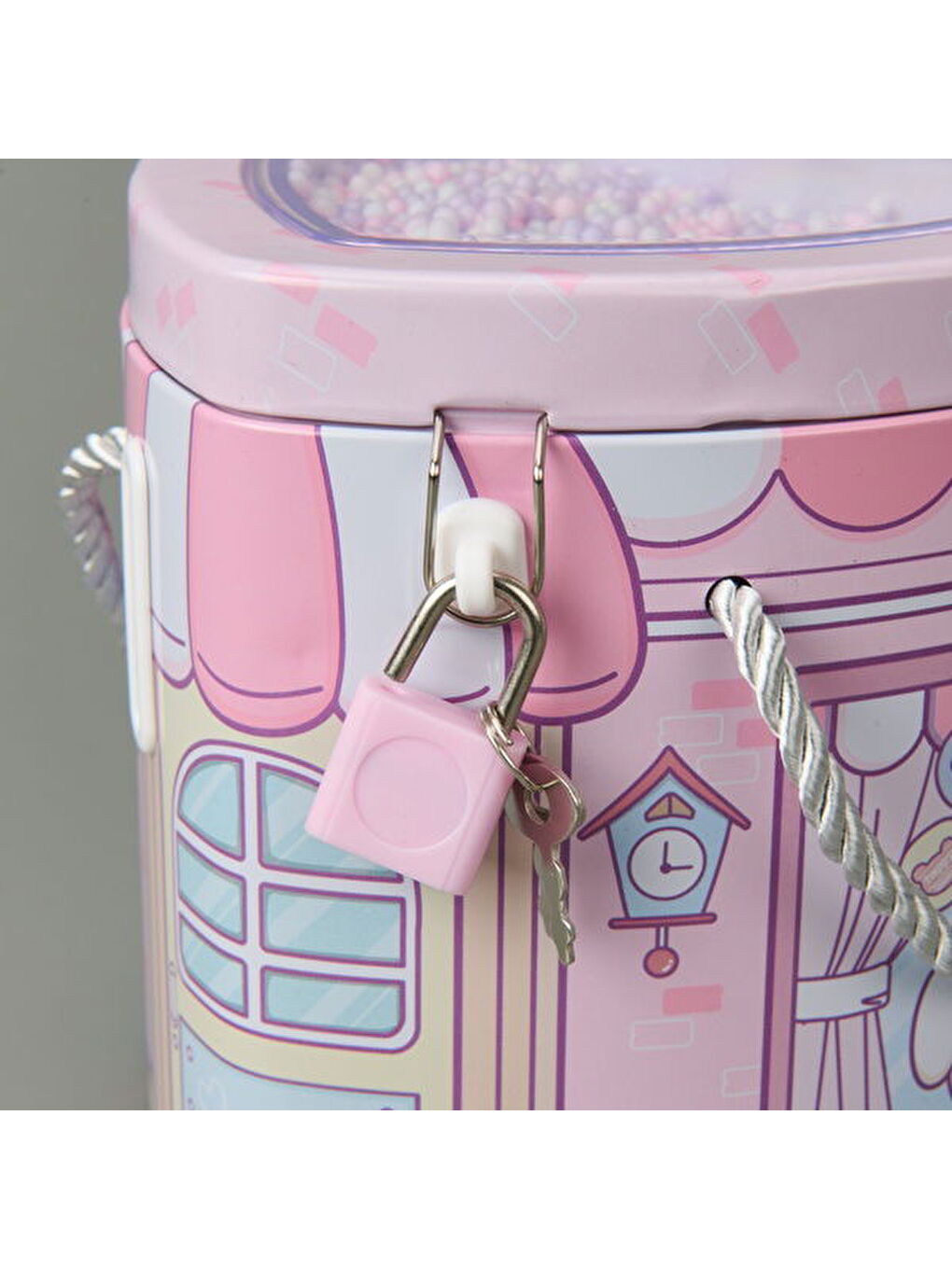 Karışık Kalp Kilitli Metal Kumbara - Asorti - 12x14 cm-2