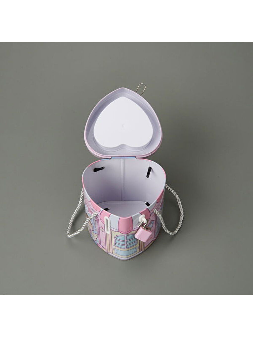 Karışık Kalp Kilitli Metal Kumbara - Asorti - 12x14 cm-3