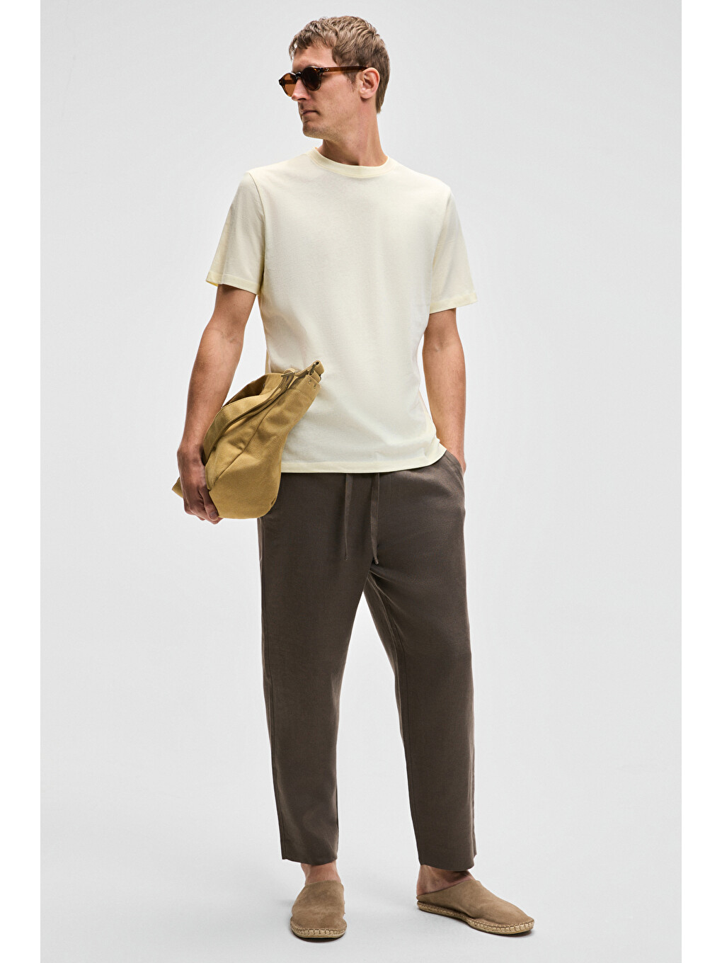 Sarı MOCASSIN Erkek %100 Pamuk Baskılı Relaxed Fit Yuvarlak Yaka Kısa Kollu SARI T-Shirt-4