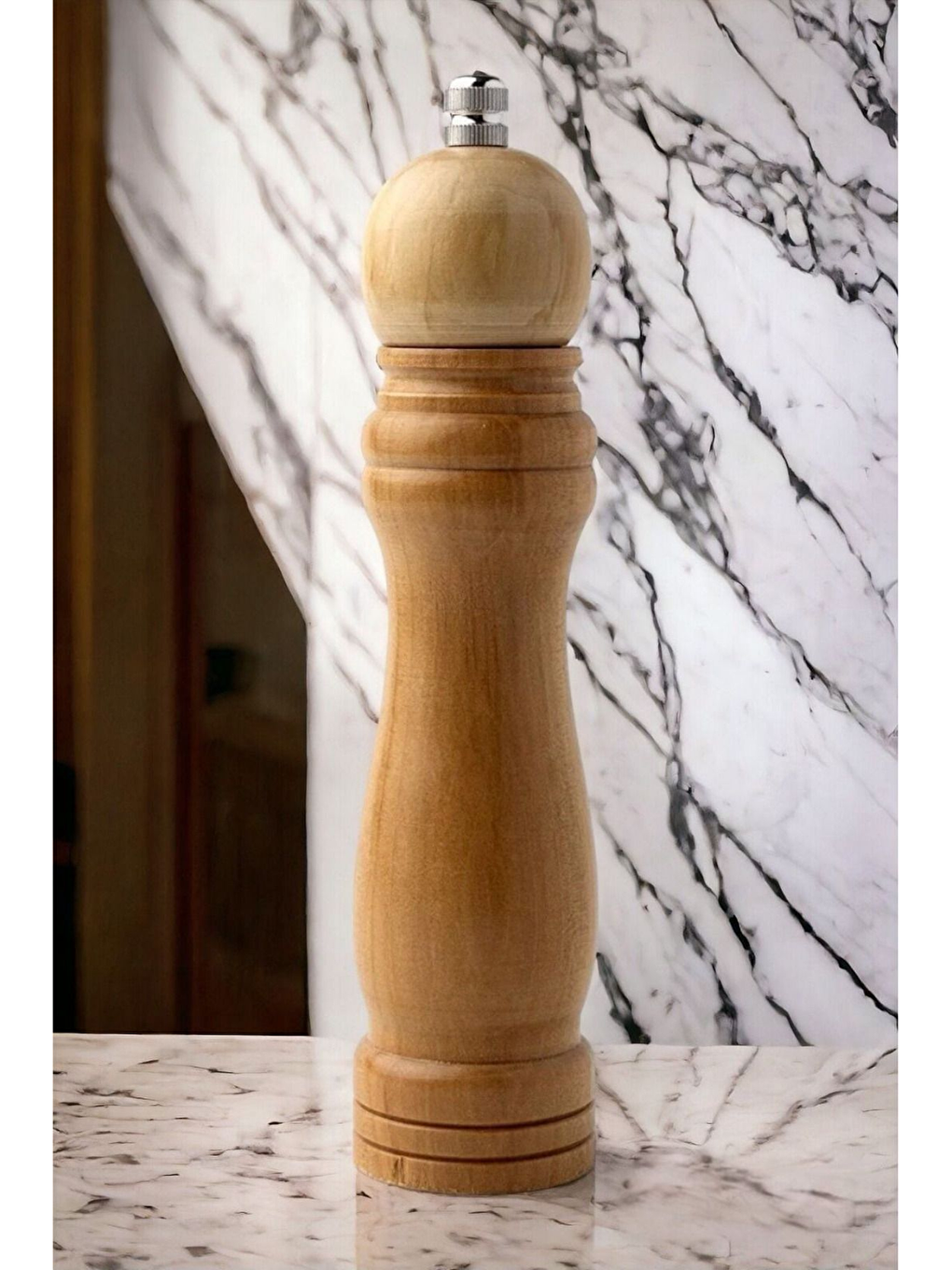 Kahverengi Bambu Gövdeli Komple Ahşap Baharat Öğütücüsü Büyük Boy 21 cm 2 Adet-2