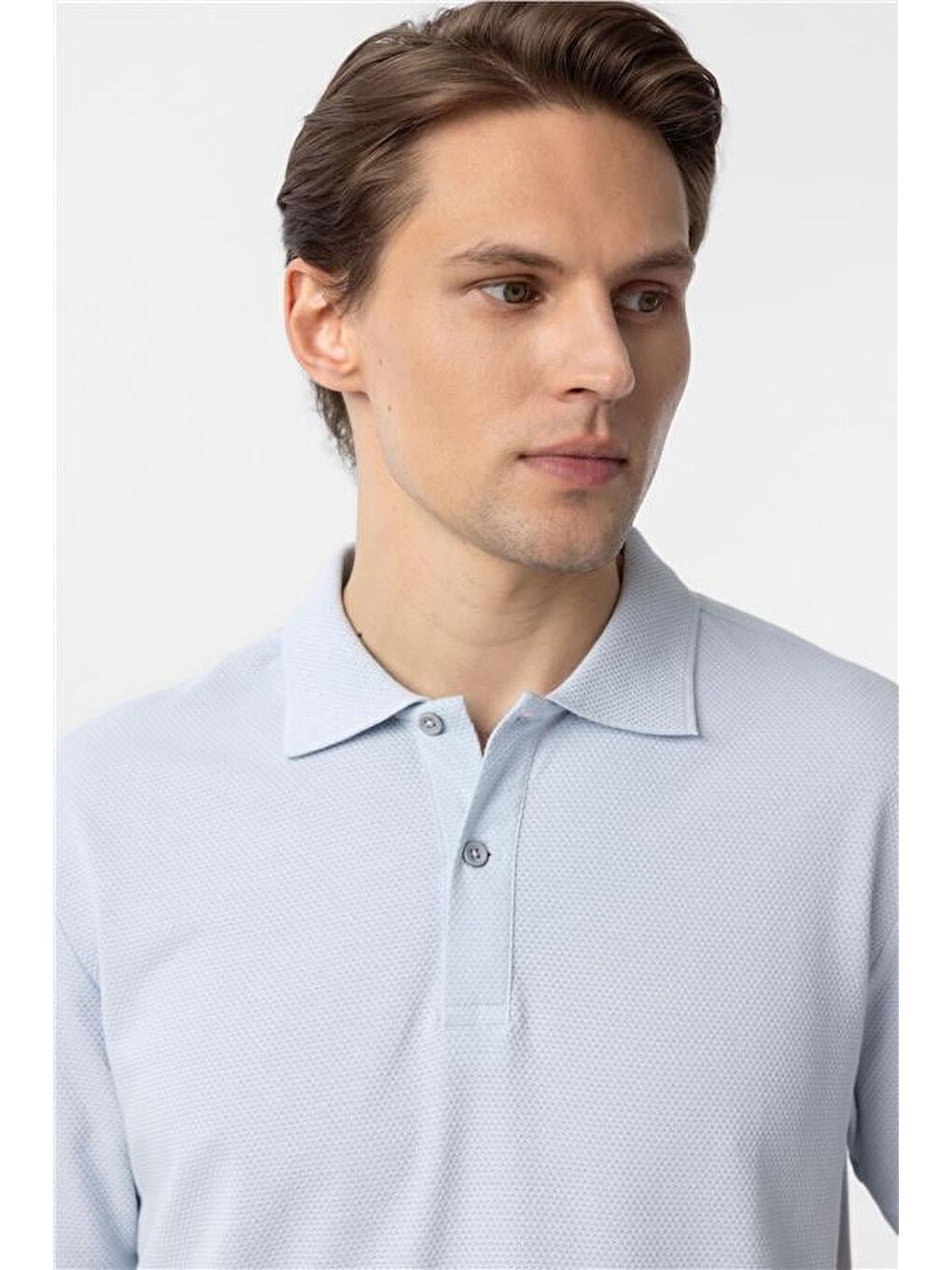 Saks Mavi Regular Armürlü Polo Yaka Tişört-3