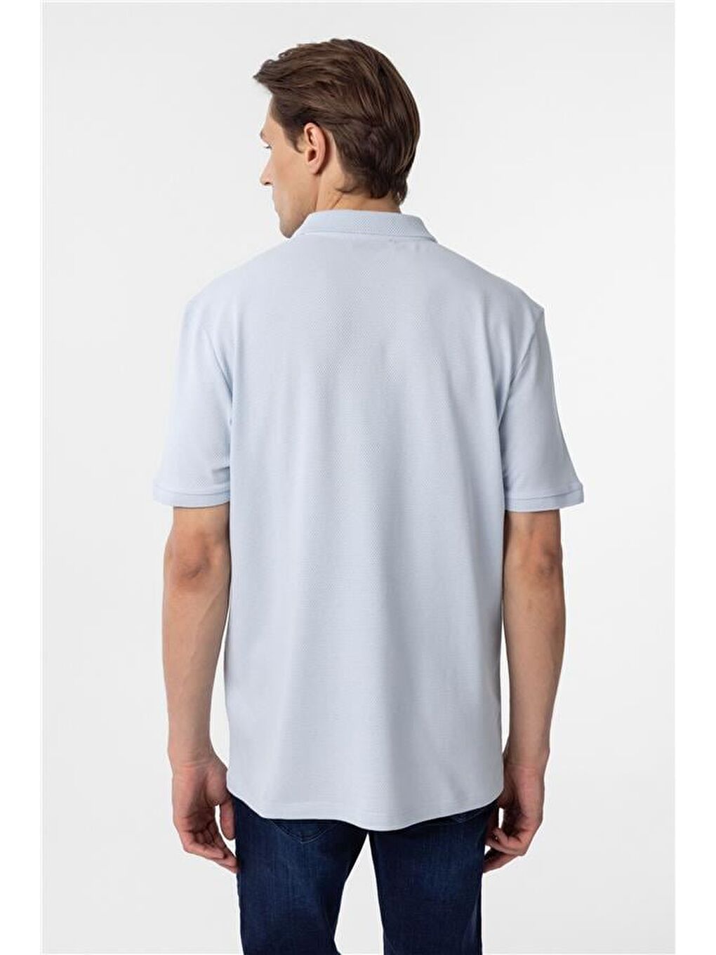 Saks Mavi Regular Armürlü Polo Yaka Tişört-5