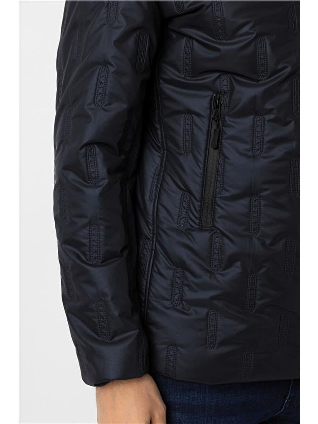 Lacivert Slim Kapitone Mont-3