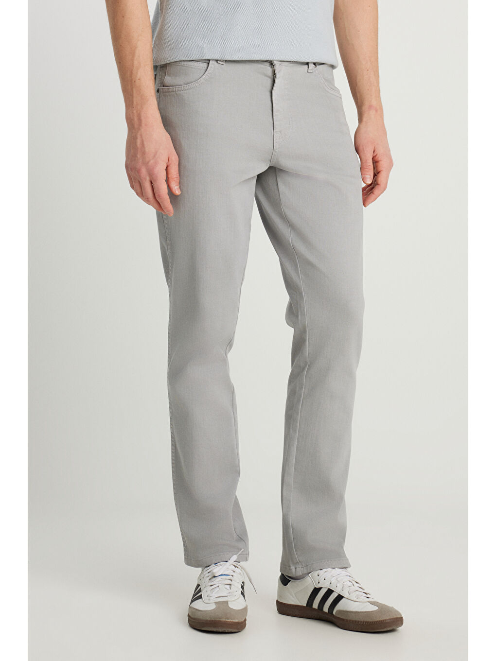 Texas Slim Fit Dar Kesim Normal Bel Açık Gri Esnek Pantolon-2