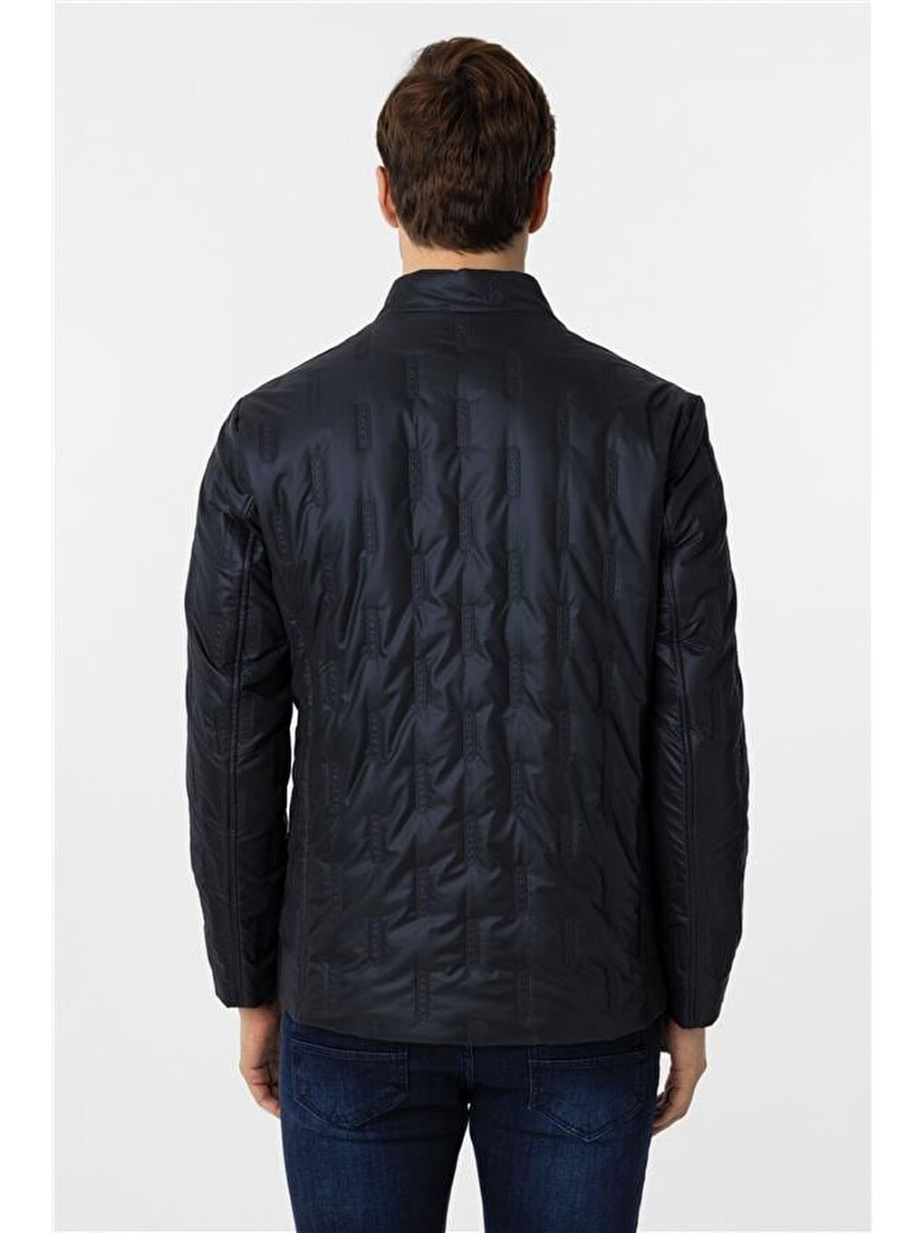 Lacivert Slim Kapitone Mont-4