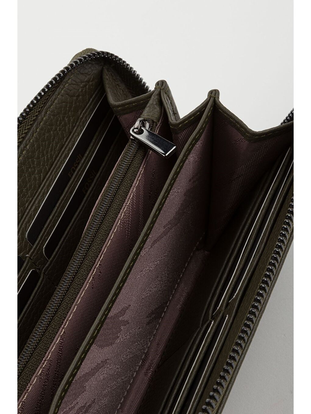 Kutulu Hakiki Deri Su Yeşili Fermuarlı Büyük Boy Kadın El Portföyü Kartlık Cüzdan-4