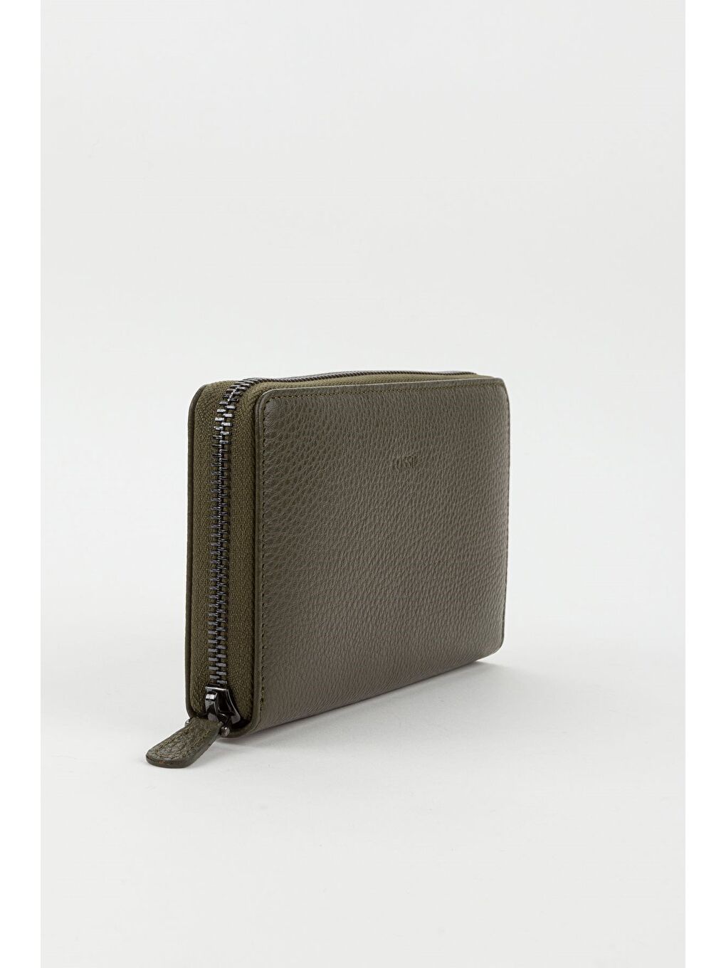 Kutulu Hakiki Deri Su Yeşili Fermuarlı Büyük Boy Kadın El Portföyü Kartlık Cüzdan-5