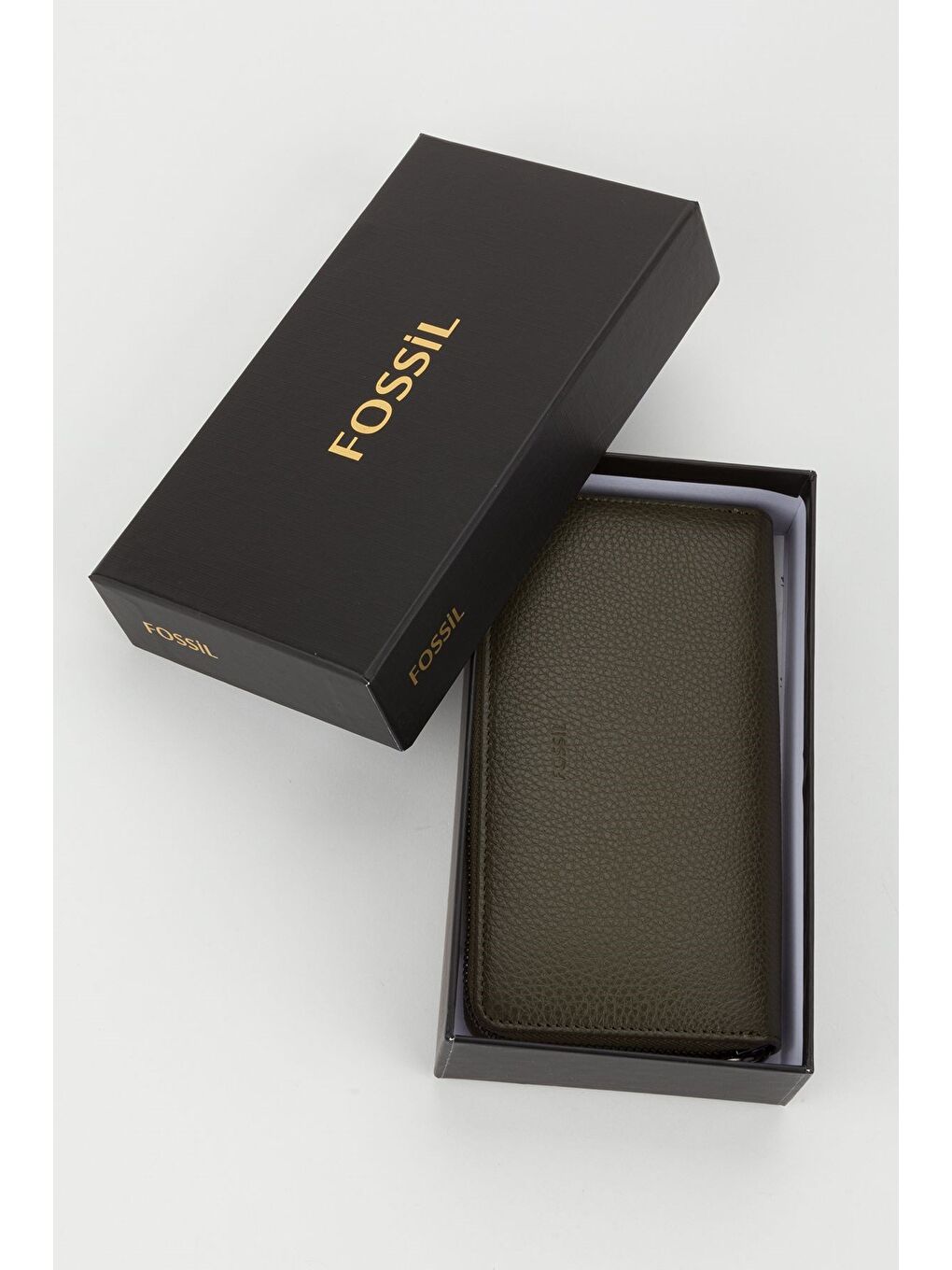 Kutulu Hakiki Deri Su Yeşili Fermuarlı Büyük Boy Kadın El Portföyü Kartlık Cüzdan-7