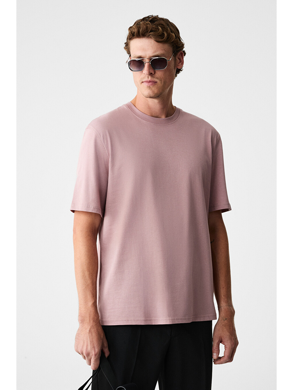 Pembe MOCASSIN Erkek %100 Pamuk Baskılı Relaxed Fit Yuvarlak Yaka Kısa Kollu KOYU PEMBE T-Shirt-1