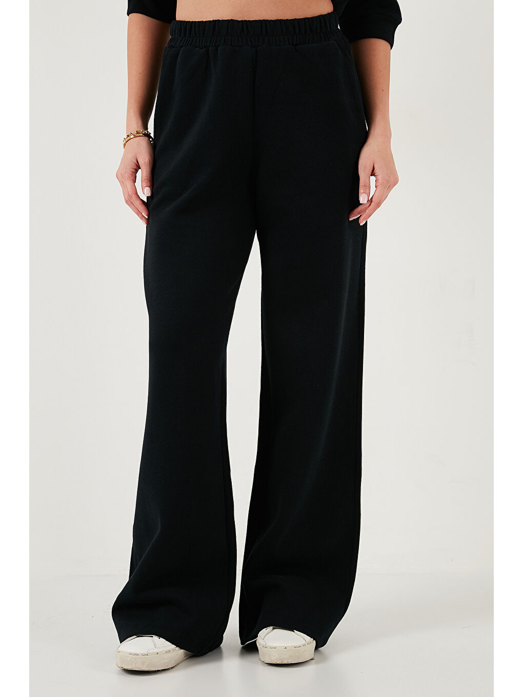 Siyah Pamuklu Oversize Fit Yarım Fermuarlı Yaka Uzun Kollu Triko Takım 68351218-5