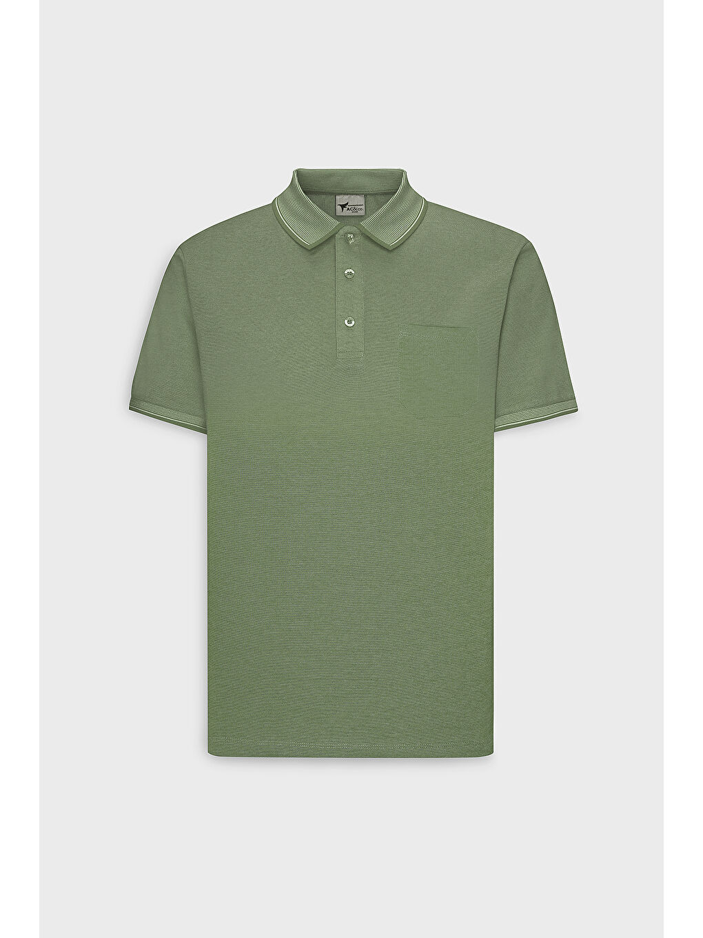 Erkek Yeşil Pamuklu Comfort Fit Rahat Kesim Polo Yaka Cepli Tişört-6