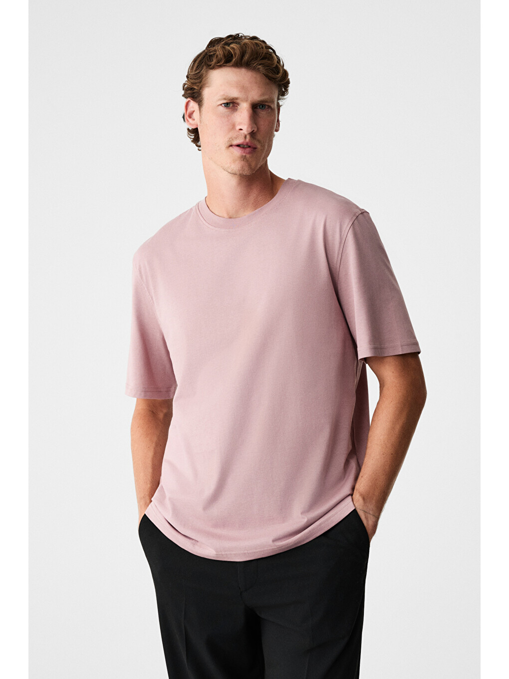 Pembe MOCASSIN Erkek %100 Pamuk Baskılı Relaxed Fit Yuvarlak Yaka Kısa Kollu KOYU PEMBE T-Shirt-2