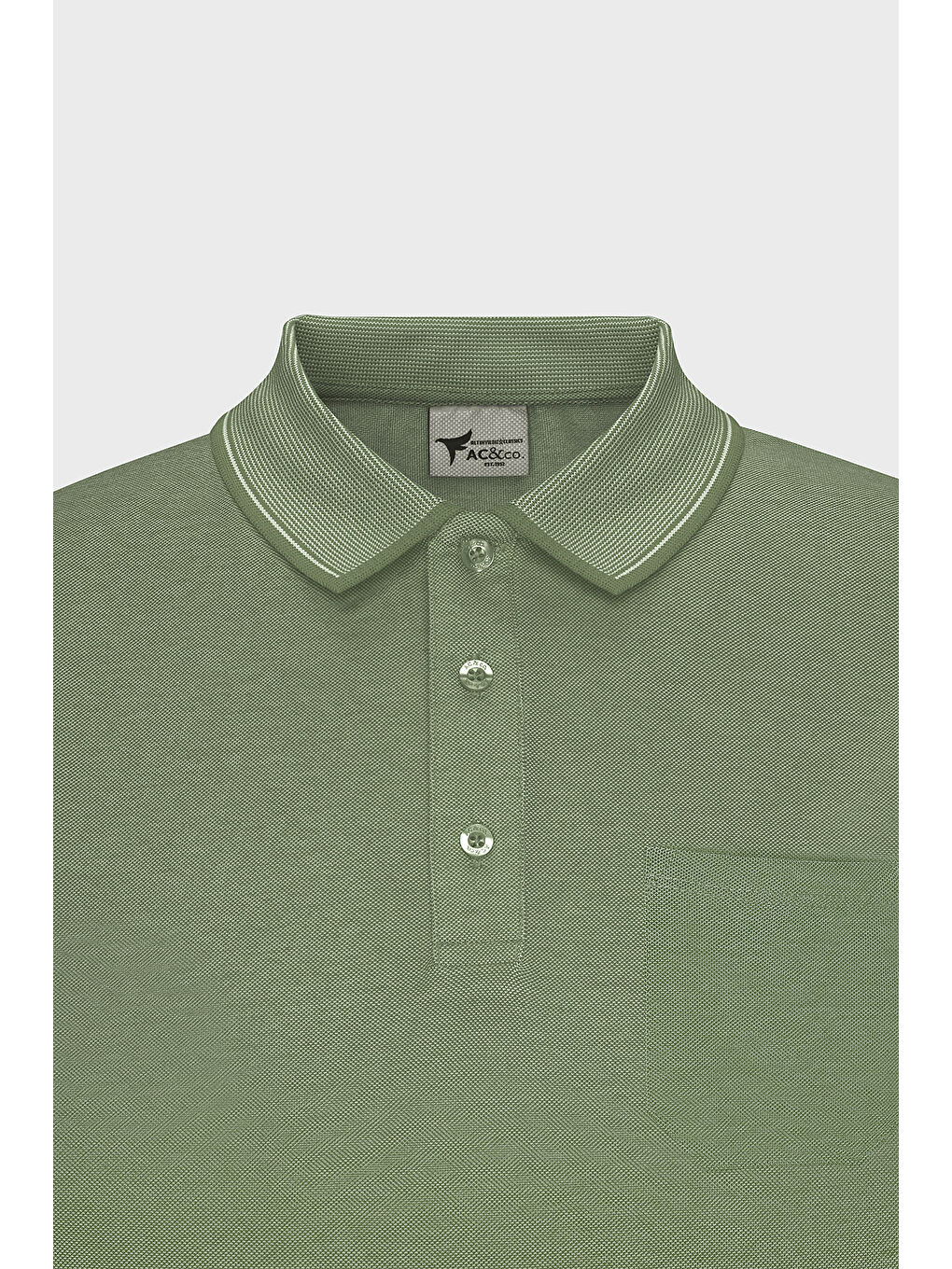 Erkek Yeşil Pamuklu Comfort Fit Rahat Kesim Polo Yaka Cepli Tişört-7