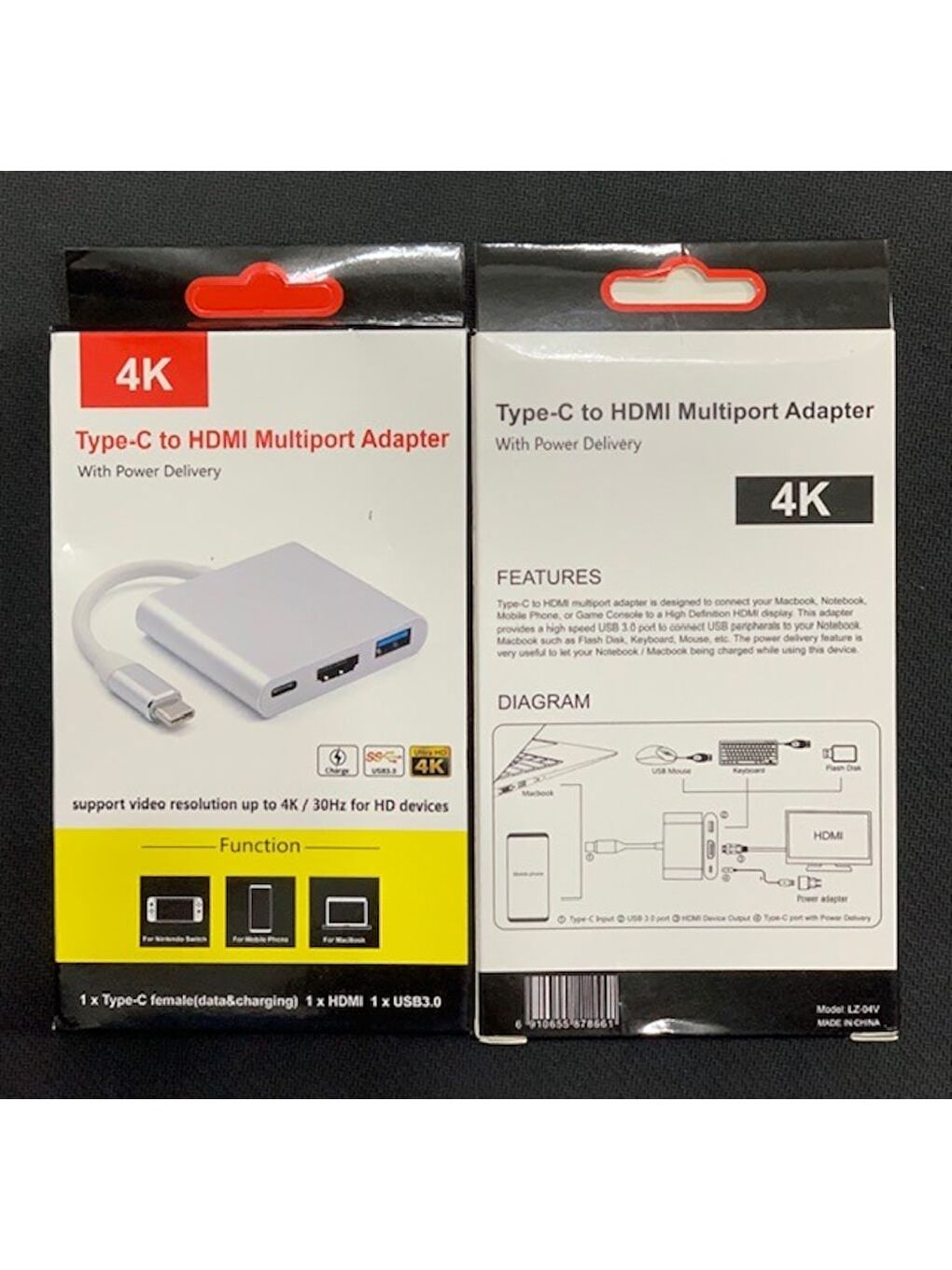 3'in 1 Type-C to Hdmi 4K USB 3.0 Çevirici Dönüştürücü Adaptör-2