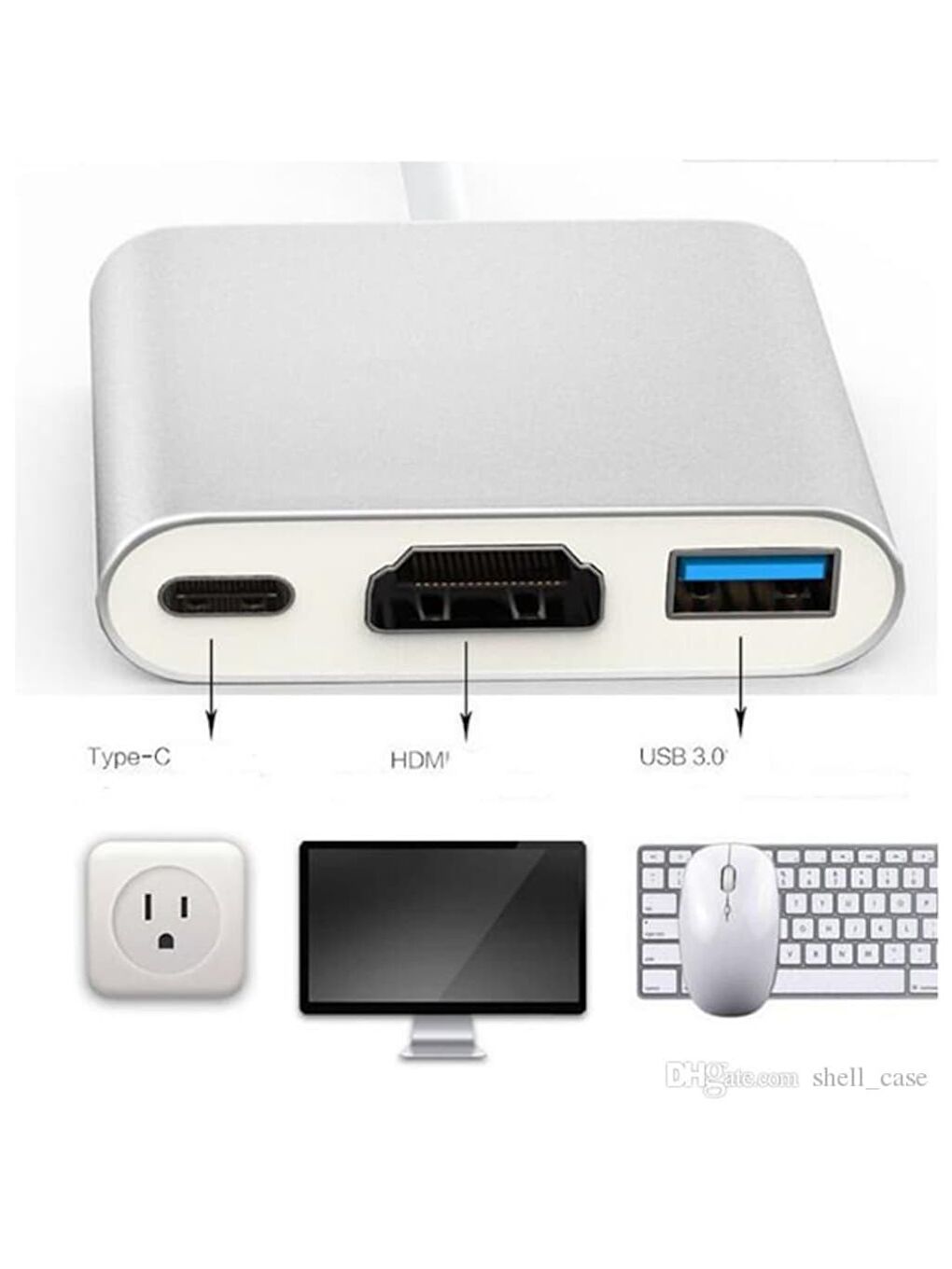 3'in 1 Type-C to Hdmi 4K USB 3.0 Çevirici Dönüştürücü Adaptör-4