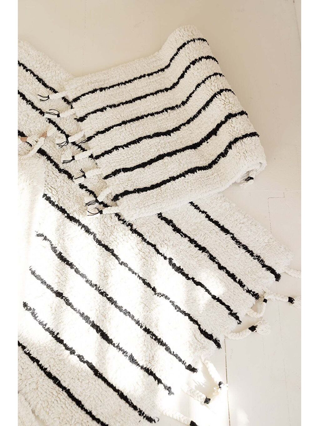 In Lines 2 li Takım Banyo Paspası  100 Pamuk 40x60   60x90 Siyah Çizgili-2