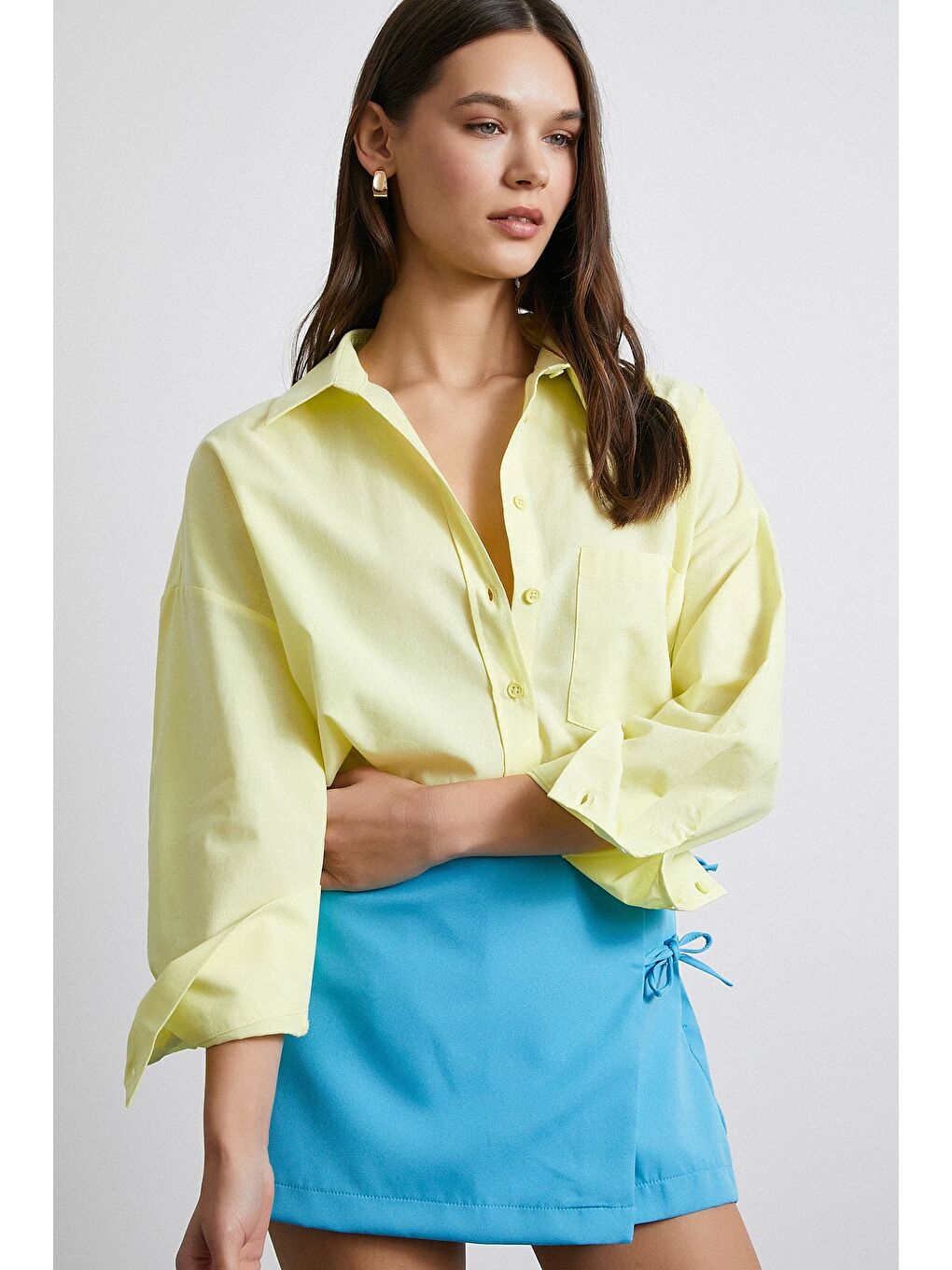 Must Have Poplin Gömlek Sarı-4