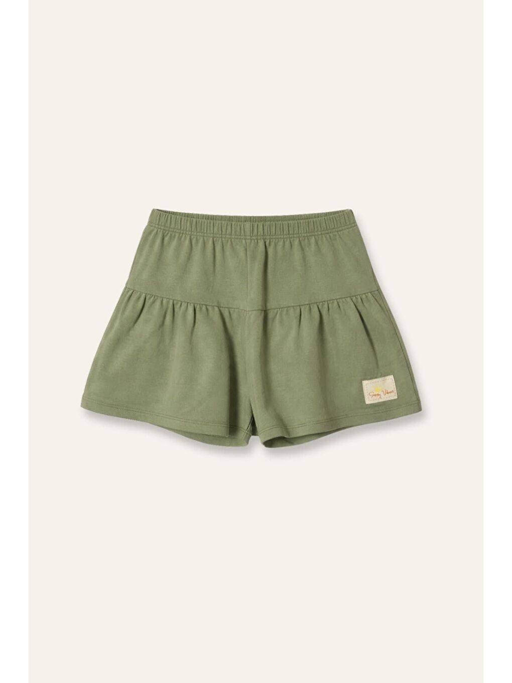 Kız Çocuk Fırfırlı Örme Şort - Haki-1