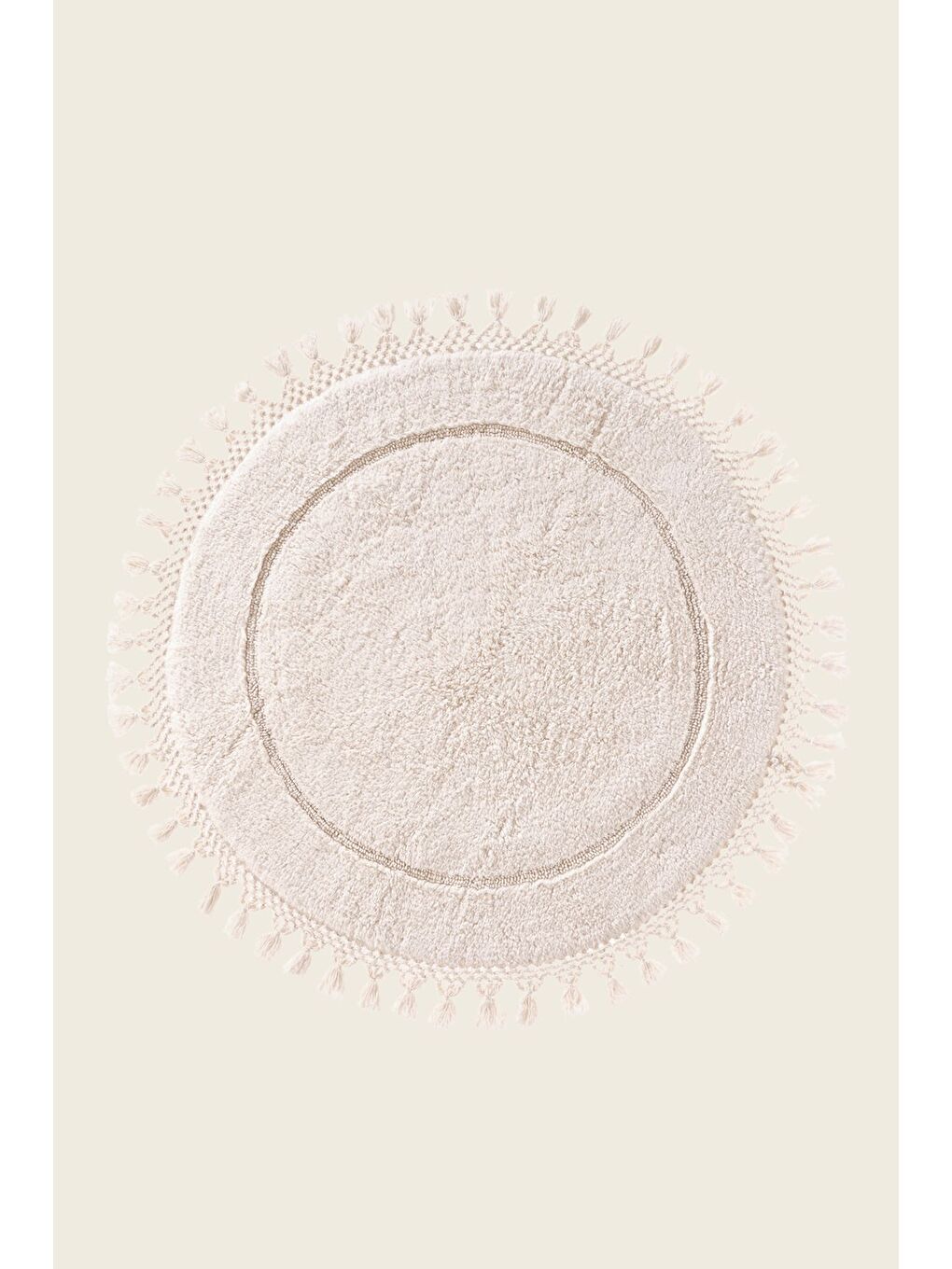 Nora Yuvarlak Banyo Paspası  100 Pamuk 90x90 Ekru-5