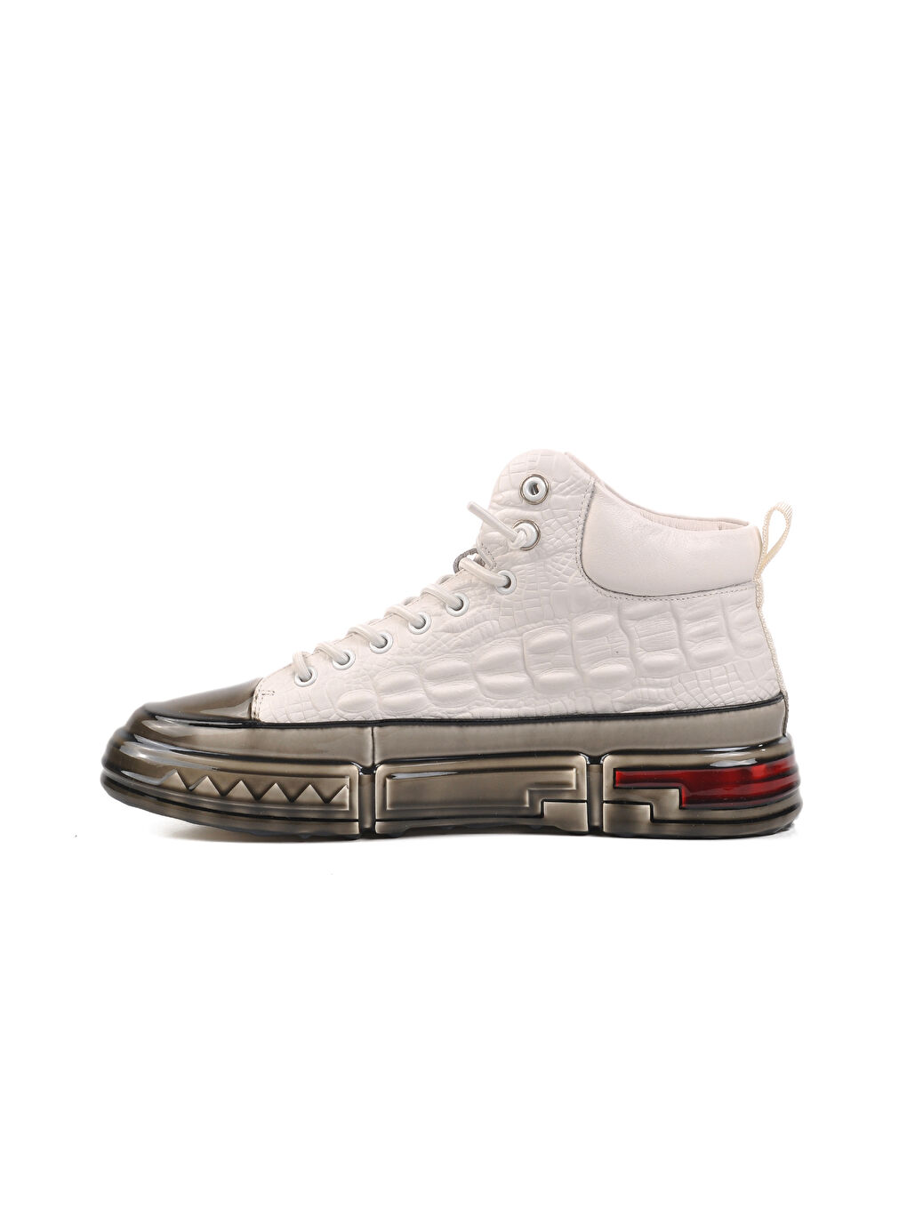 Beyaz Hakiki Deri Bilek Boy Erkek Sneaker 24K510-4 M-1