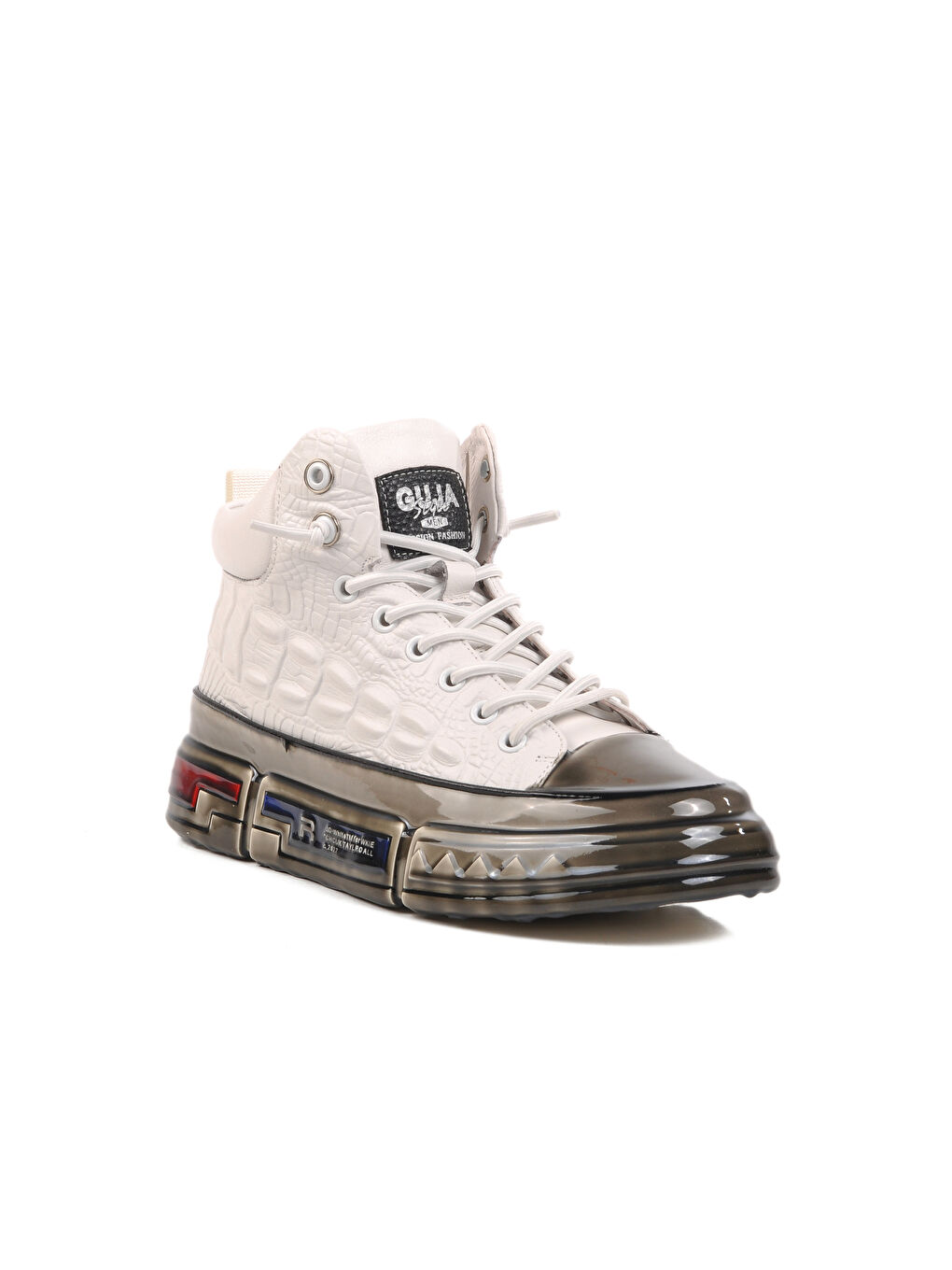 Beyaz Hakiki Deri Bilek Boy Erkek Sneaker 24K510-4 M-2