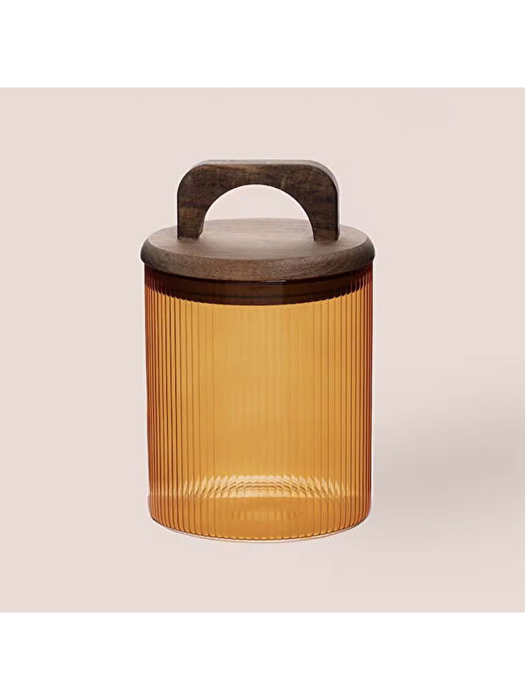 Sarı Akasya Kulplu Cam Kavanoz - Amber - 700 ml-2