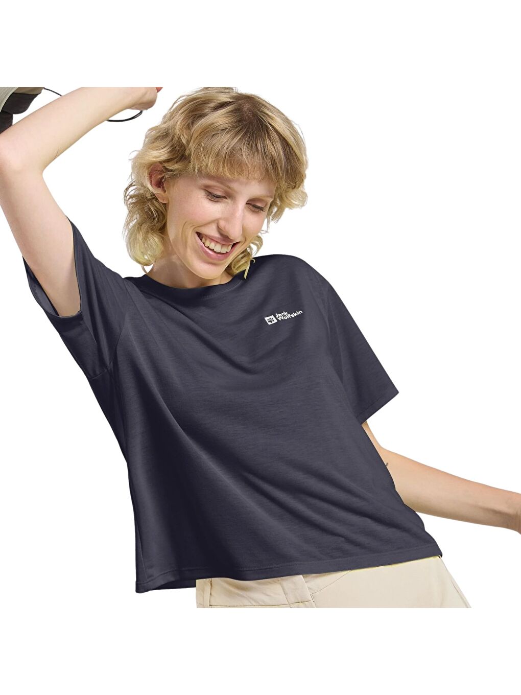 Lacivert Vonnan Crop T Kadın Mavi Tişört-1