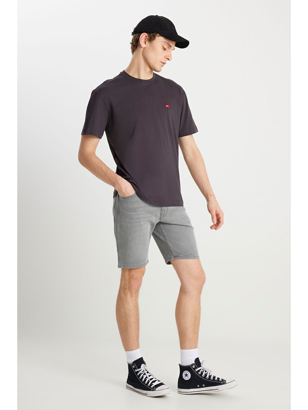 Gri Regular Fit Rahat Kesim Esnek Texas Jean Şort